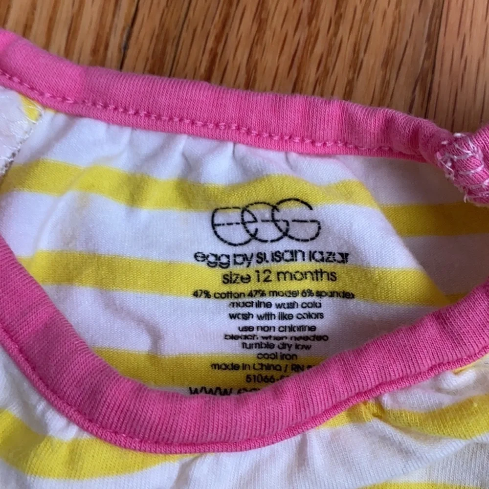 EGG by Susan Lazar Striped Kitty Cat Romper‎ 12 Months